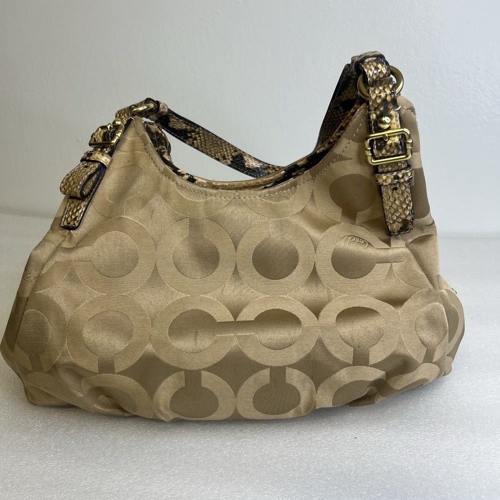 Coach Madison Op Art Signature Sateen Maggie snake Strap F17689 Shoulder Bag - Picture 6 of 15